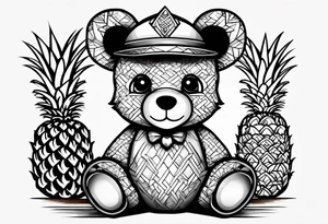 Teddy bear loves pineapple tattoo idea