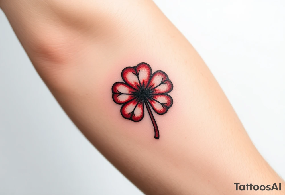 A red five leaf clover tattoo idea