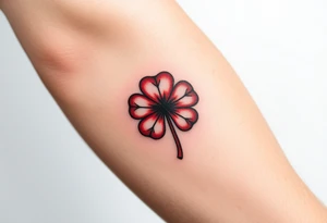 A red five leaf clover tattoo idea