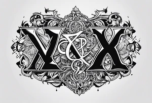 2 letters, X & I.
chain tattoo idea