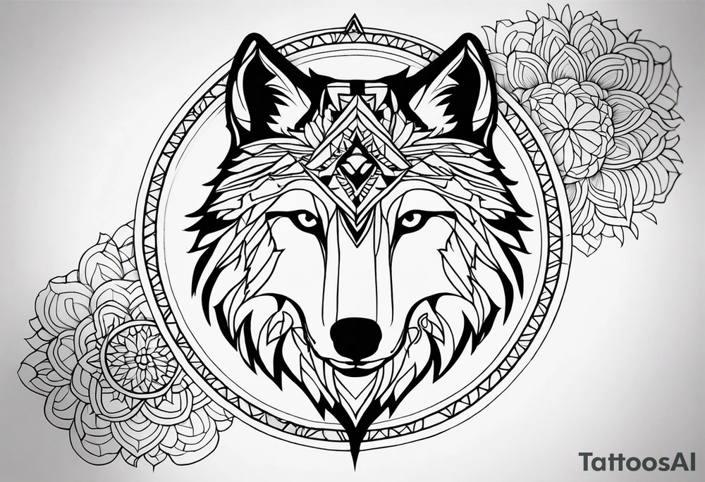 Mandala forearm design wolves tattoo idea
