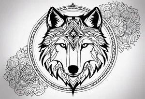 Mandala forearm design wolves tattoo idea
