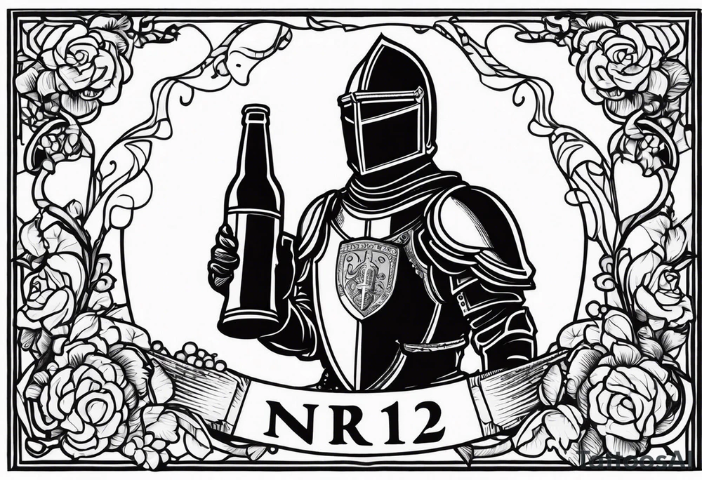 A knight holding a beer that says “nr 12” tattoo idea