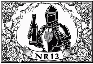 A knight holding a beer that says “nr 12” tattoo idea