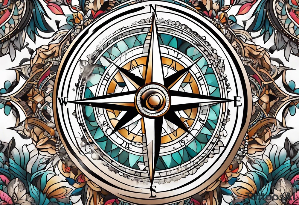 Feminine adventure, compass, cover-up tattoo idea