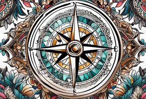 Feminine adventure, compass, cover-up tattoo idea