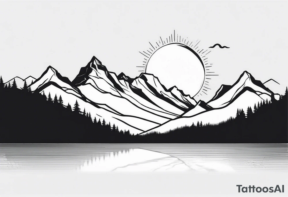 Mountain Range with a Sun tattoo idea