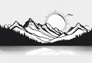 Mountain Range with a Sun tattoo idea