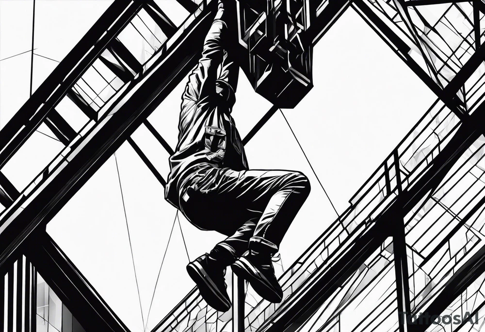 Lowering a person from a height tattoo idea