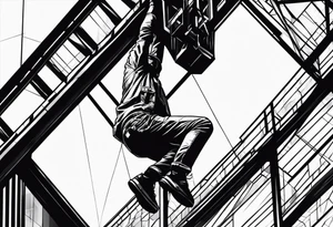 Lowering a person from a height tattoo idea