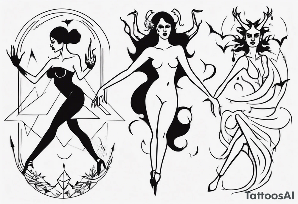female dancing with the devil delicate tattoo idea