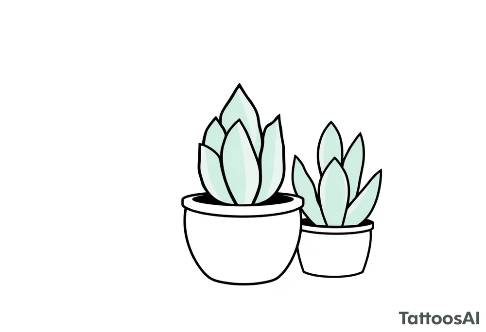 cute cacti and succulent in a pot tattoo idea