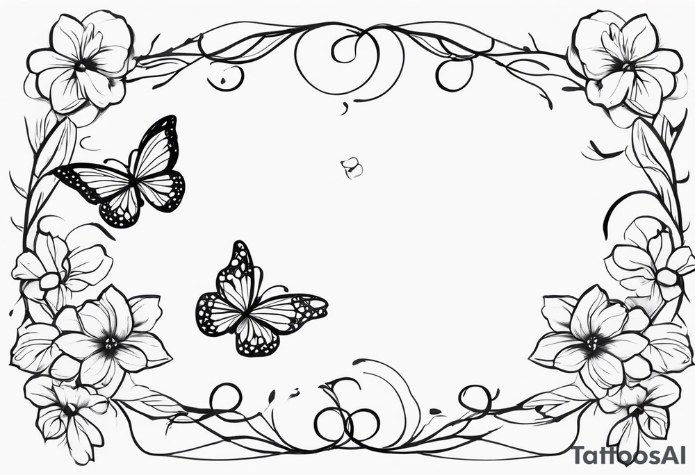 vines and flowers with butterflies tattoo idea