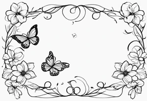 vines and flowers with butterflies tattoo idea