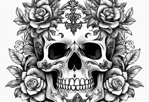 Armor, floral, skulls tattoo idea