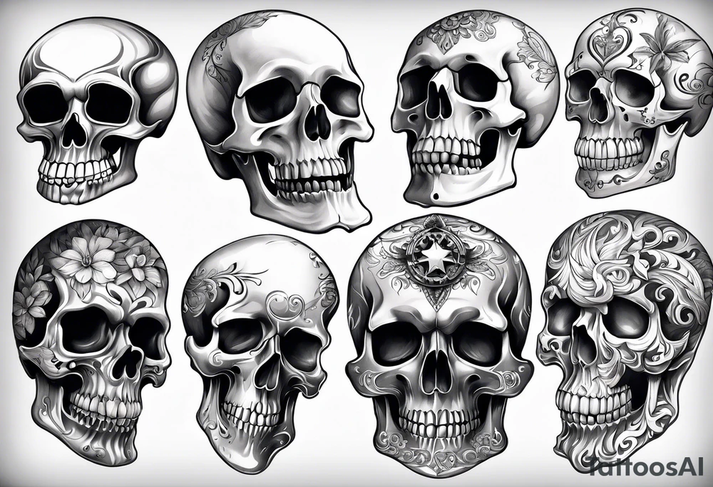 Collection of international skulls tattoo idea