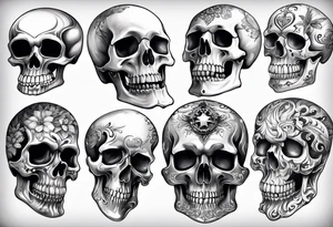 Collection of international skulls tattoo idea