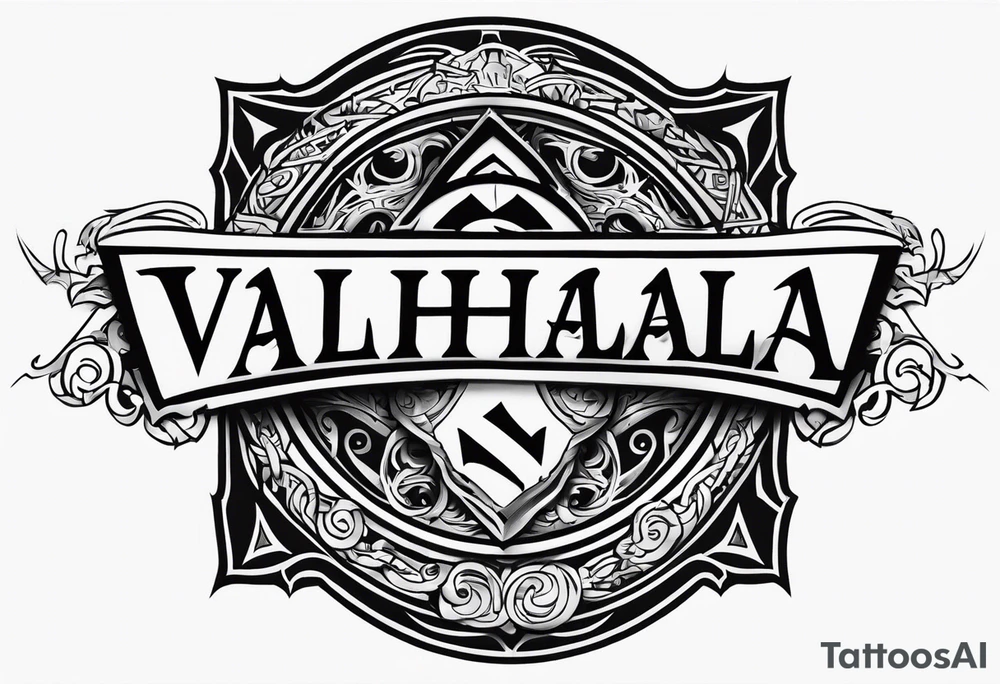 Valhalla fire sword shield stairs tattoo idea