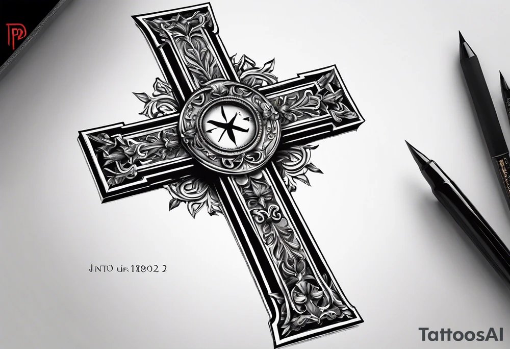 Cross with Roman numeral Jan 18 2023 tattoo idea