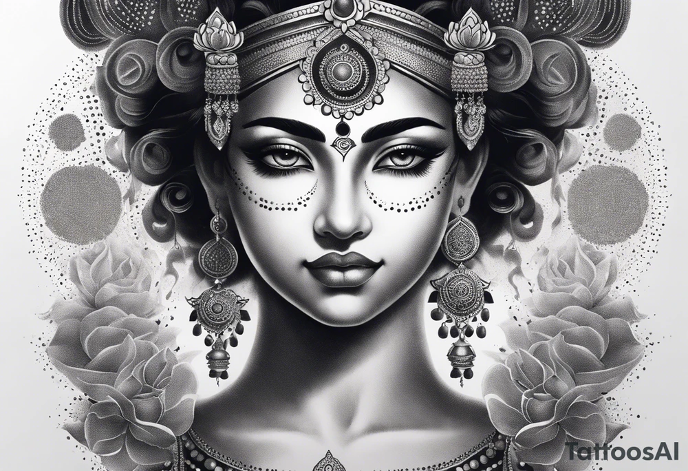 Durga with lotus tattoo idea