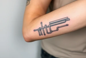 wide vertical System of thin pipes that transitions and transforms outwards of sides and end into thick, widespread 
veins of forearm tattoo idea