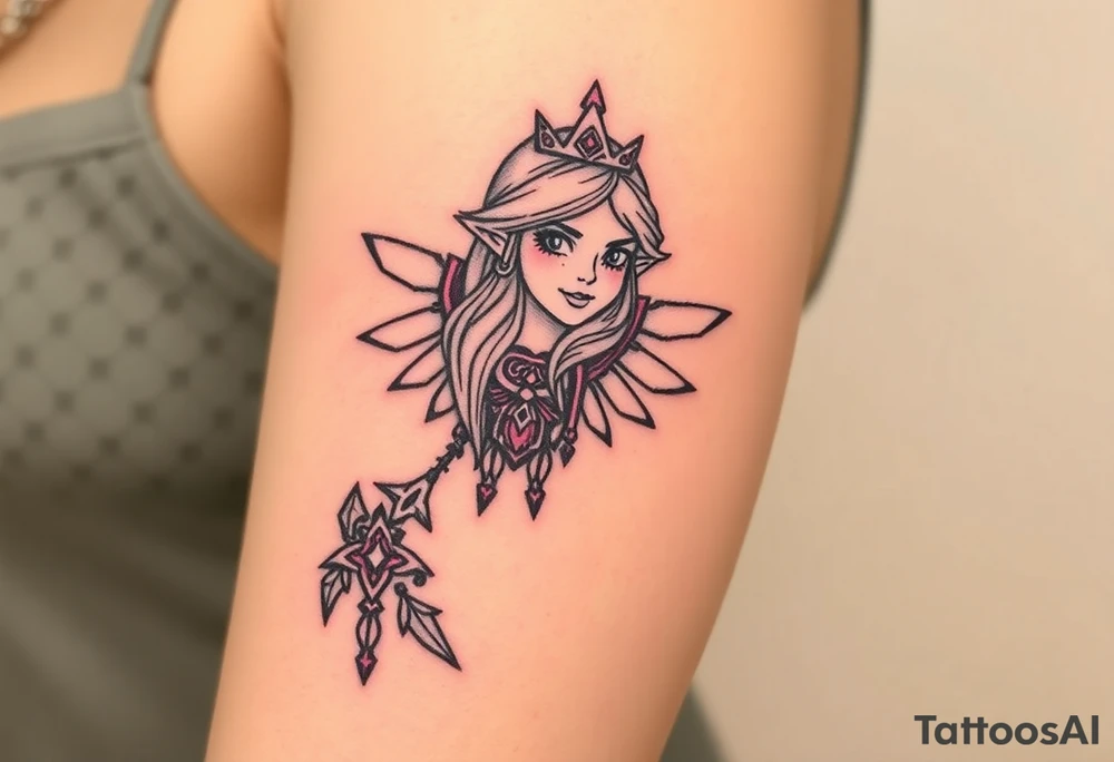 American traditional princess Zelda from twilight princess tattoo idea
