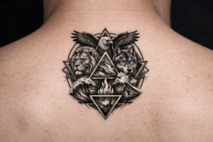 Strength, humble, honourable, respectful, being adaptable to all situations

Using animals, elements (earth wind fire water), geometric shapes

Design for a full sleeve tattoo idea