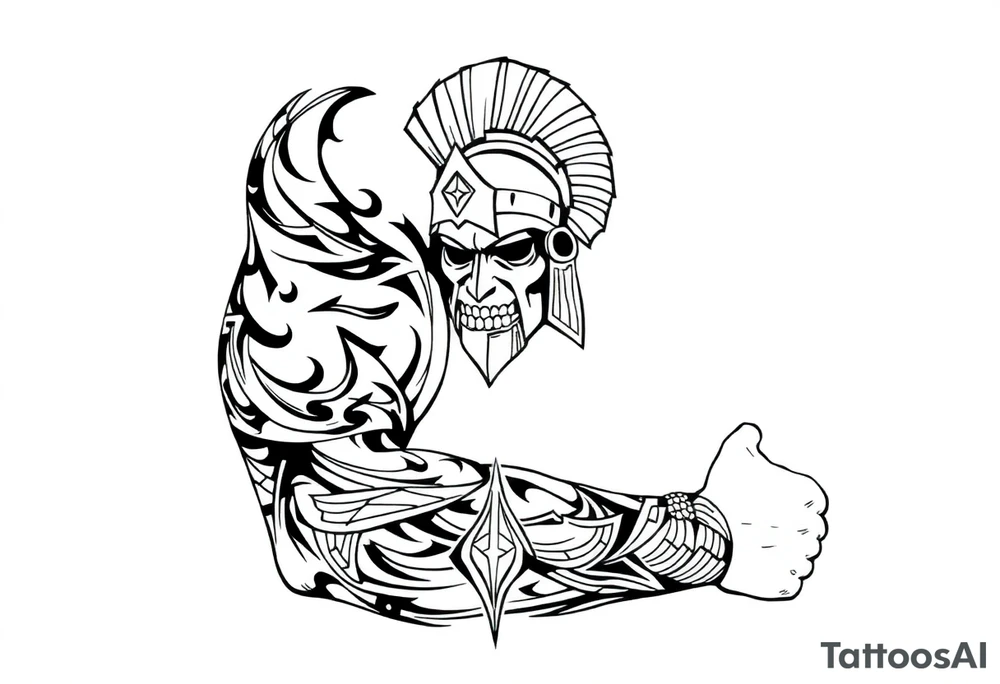 Lightening with Roman gladiator tattoo idea