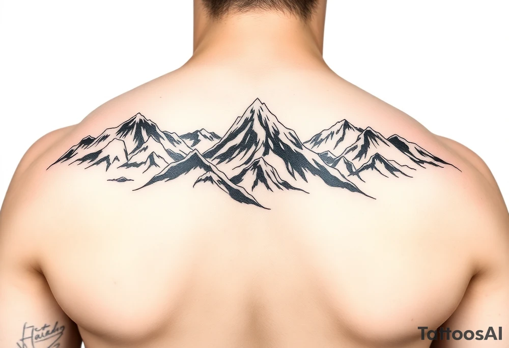 japanese mountains realistic tattoo idea