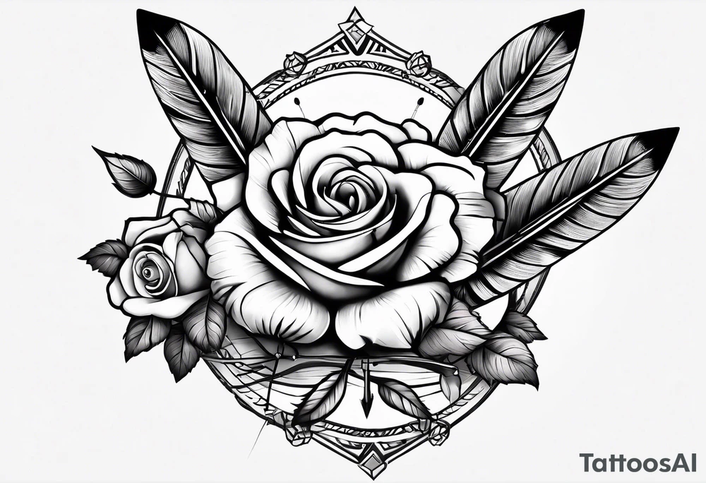 five Indian arrows going through a single rose on a forearm tattoo idea