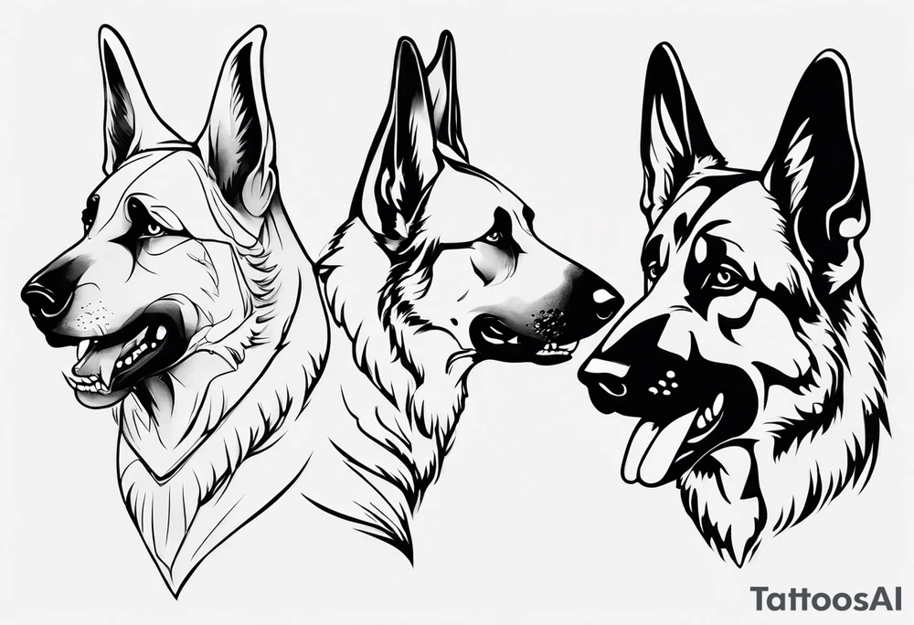 Snarling side profile German shepherd dog tattoo idea Snarling side profile German shepherd dog tattoo idea