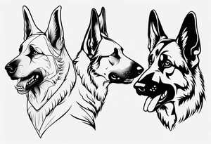 Snarling side profile German shepherd dog tattoo idea