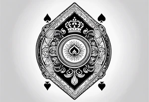 one playing card with both queen of hearts and king of spades in extreme minimalistic  style tattoo idea