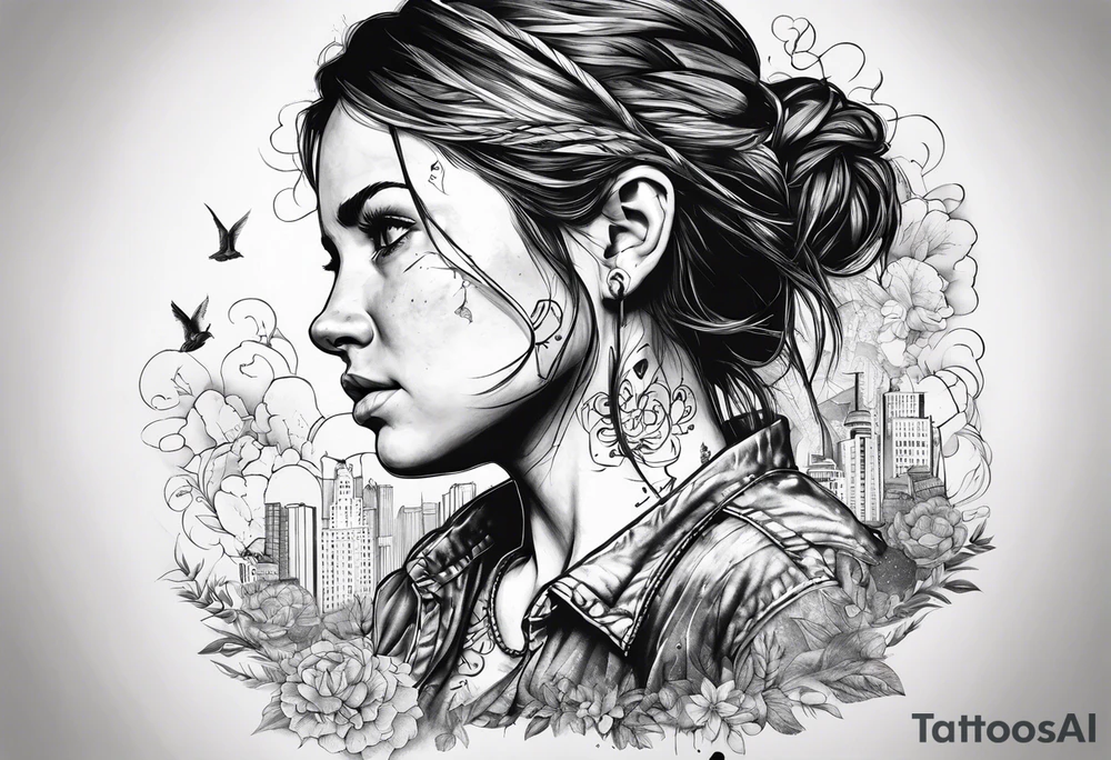 The last of us ellie right pec chest tattoo face tattoo idea