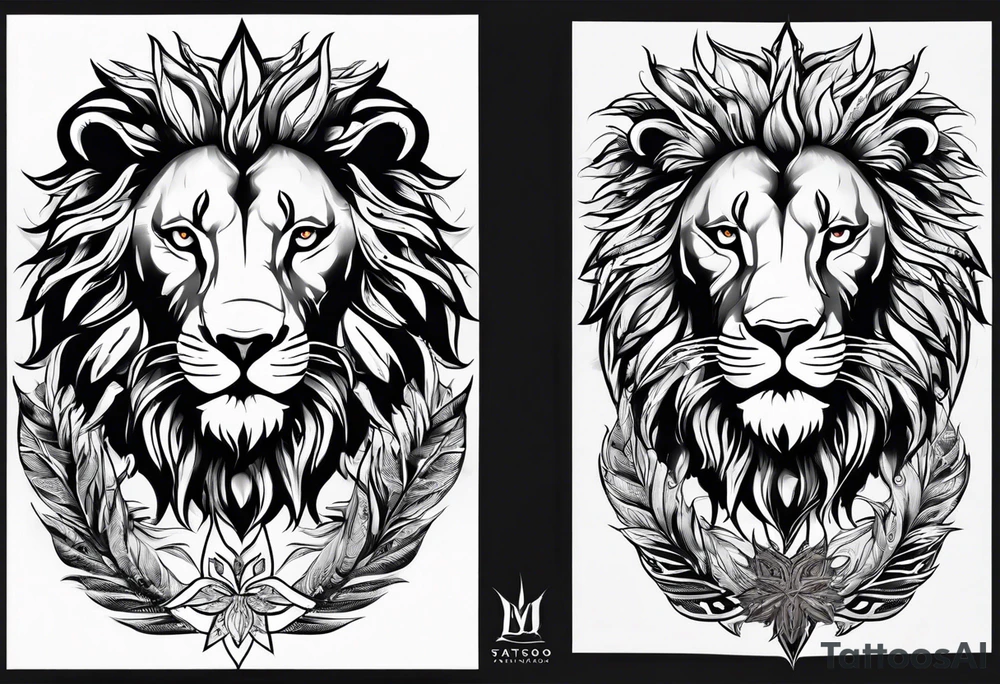 Lion with burned wings an ouroboros sign tattoo idea