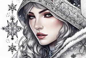 Constellation, arrow , snowflake tattoo idea