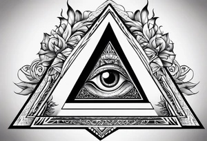 Pyramid with eye and flames tattoo idea