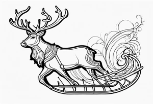 Wooden Santa Sleigh and Reindeer tattoo idea