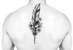 Feather, floral tattoo idea