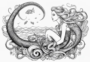 Blond mermaid with giant octopus tattoo idea