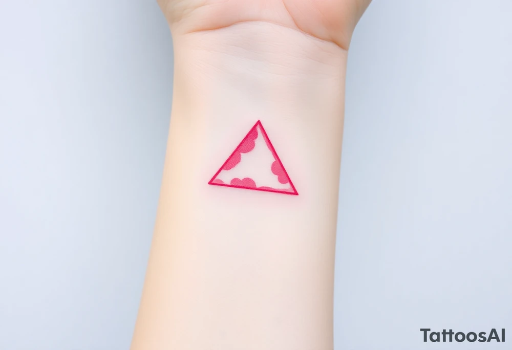 A watercoloured pink triangle, with small lining and upside down. Just the colour pink. No shapes tattoo idea