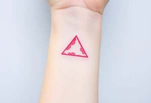 A watercoloured pink triangle, with small lining and upside down. Just the colour pink. No shapes tattoo idea