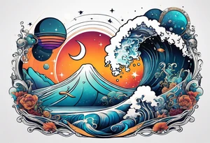 Outer space, ocean tattoo idea