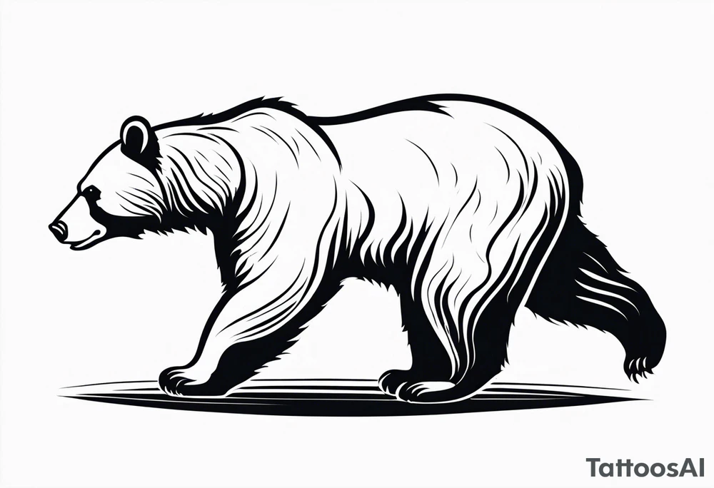 a bear which look at his right, in an attack position. tattoo idea a bear which look at his right, in an attack position. tattoo idea
