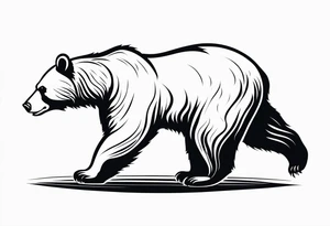 a bear which look at his right, in an attack position. tattoo idea