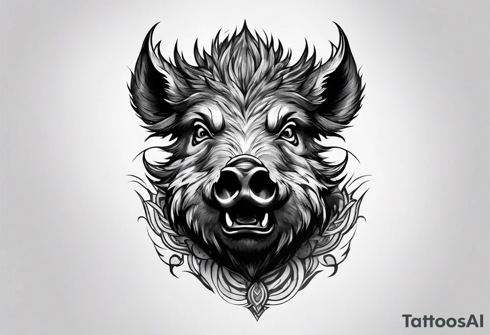 angry boar front tattoo idea