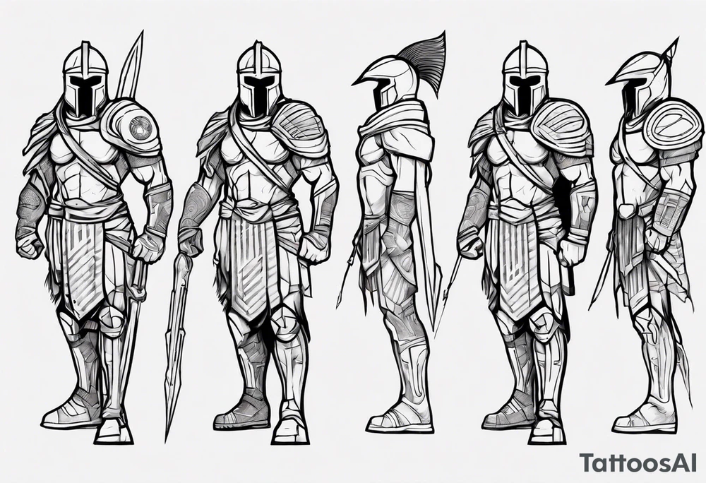 spartan soldier sleeve linework ultra-thin fine line linework tattoo idea spartan soldier sleeve linework ultra-thin fine line linework tattoo idea