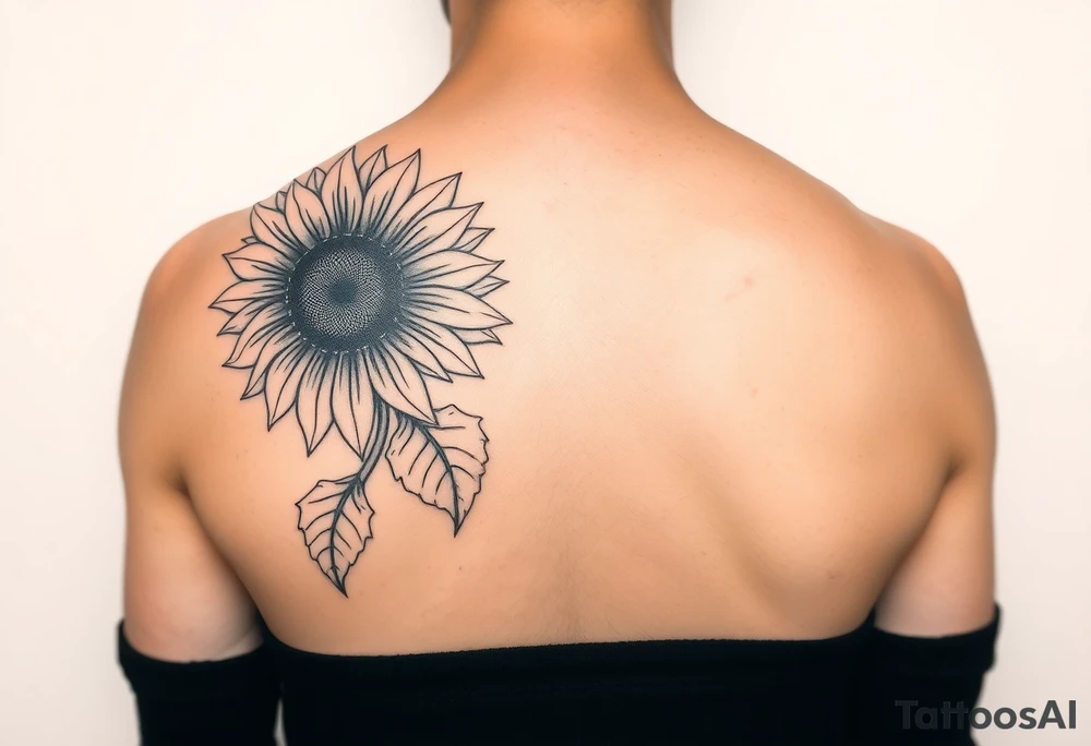 Sunflower quarter sleeve feminine tattoo idea