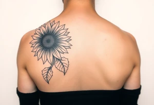 Sunflower quarter sleeve feminine tattoo idea