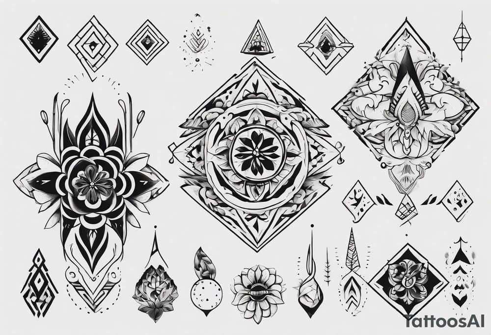 Minimalist Ornemental traditional henne indie tattoo idea